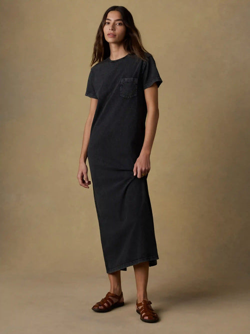 Recycled Cotton Jersey T-Shirt Dress - Washed Black