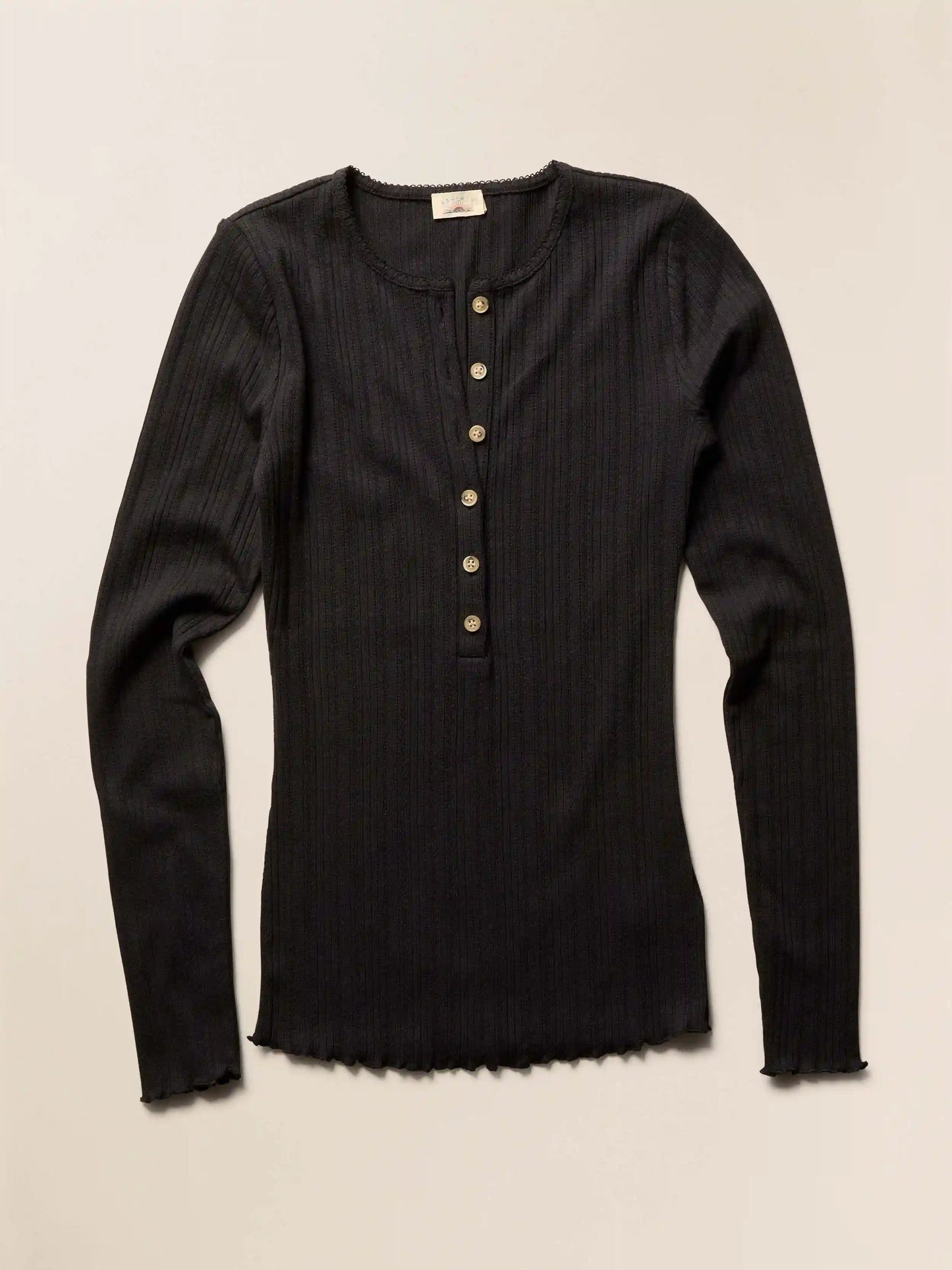 Paradise Pointelle Henley - Black