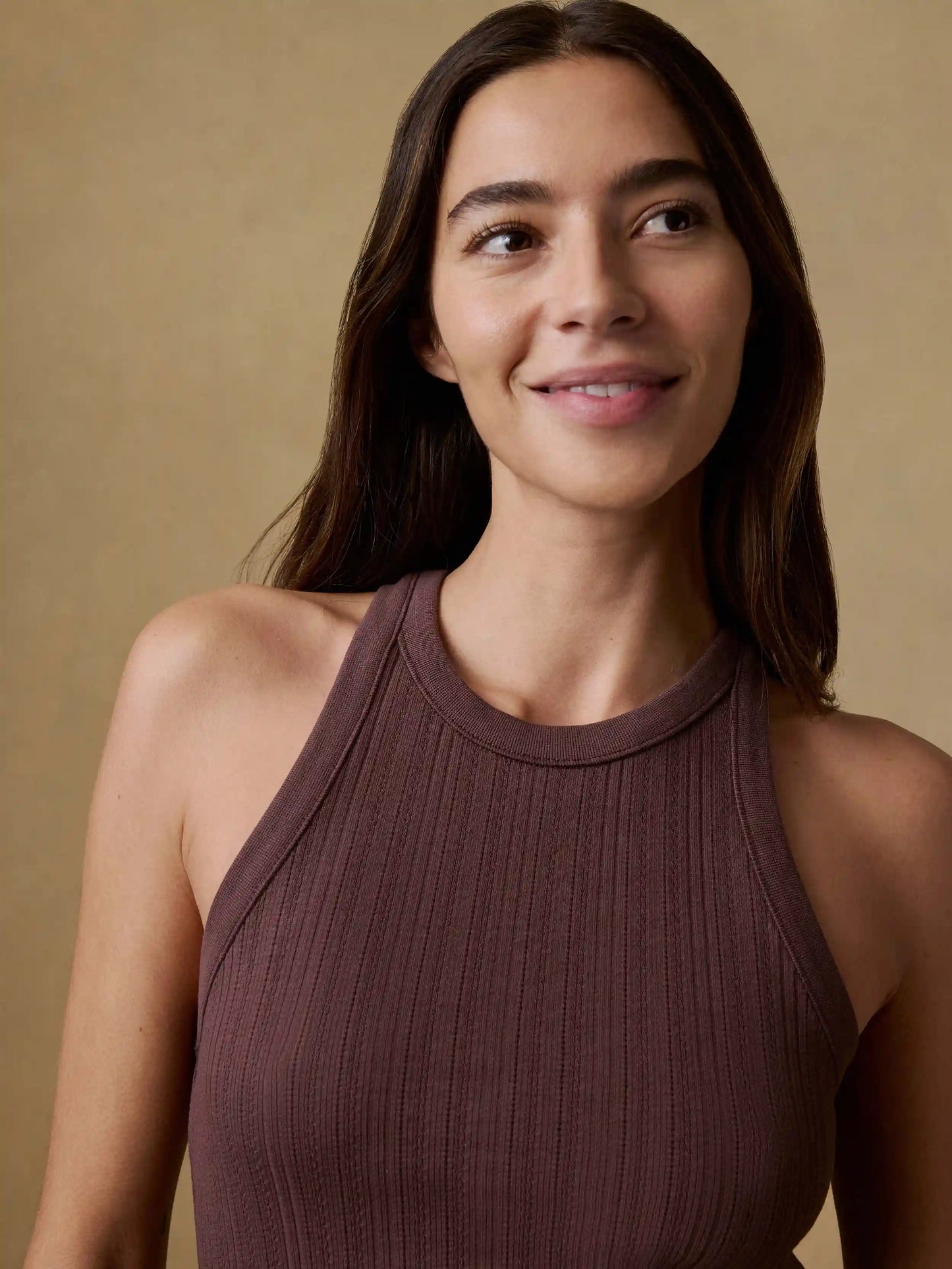 Paradise Pointelle Tank - Chicory Coffee