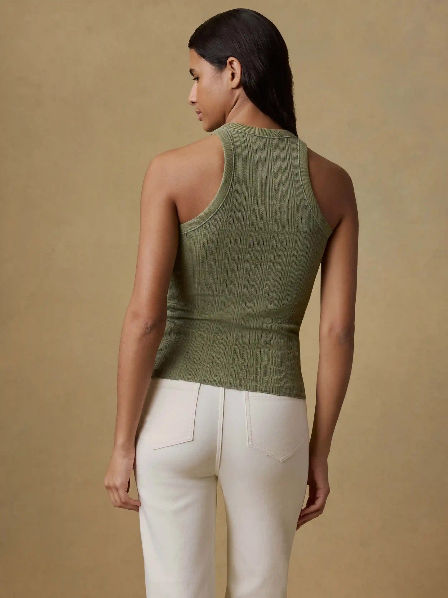 Paradise Pointelle Tank - Island Olive