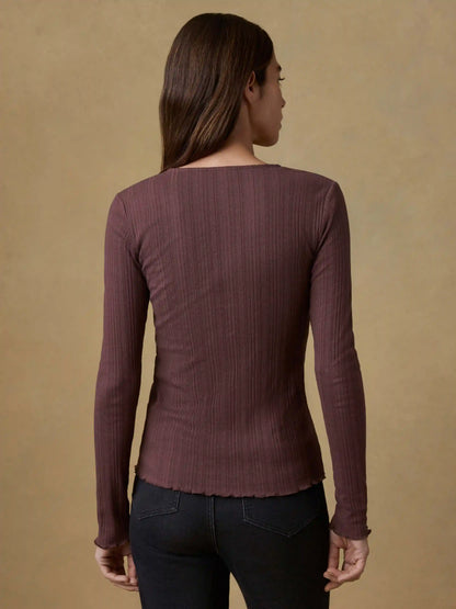 Paradise Pointelle Cardigan - Chicory Coffee