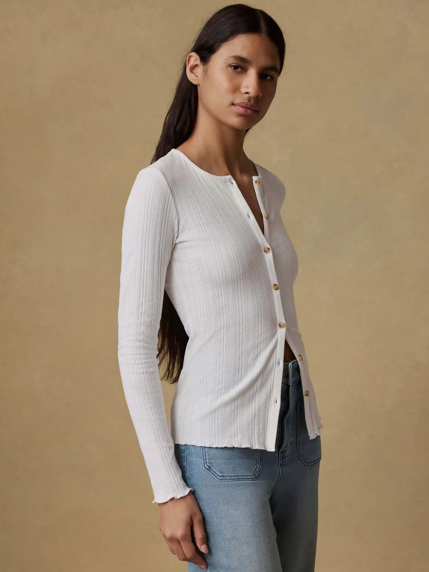 Paradise Pointelle Cardigan - White