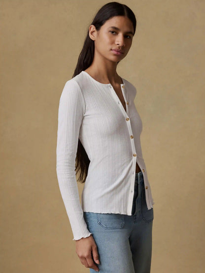 Paradise Pointelle Cardigan - White