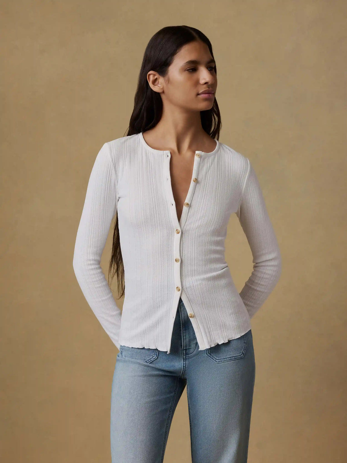 Paradise Pointelle Cardigan - White