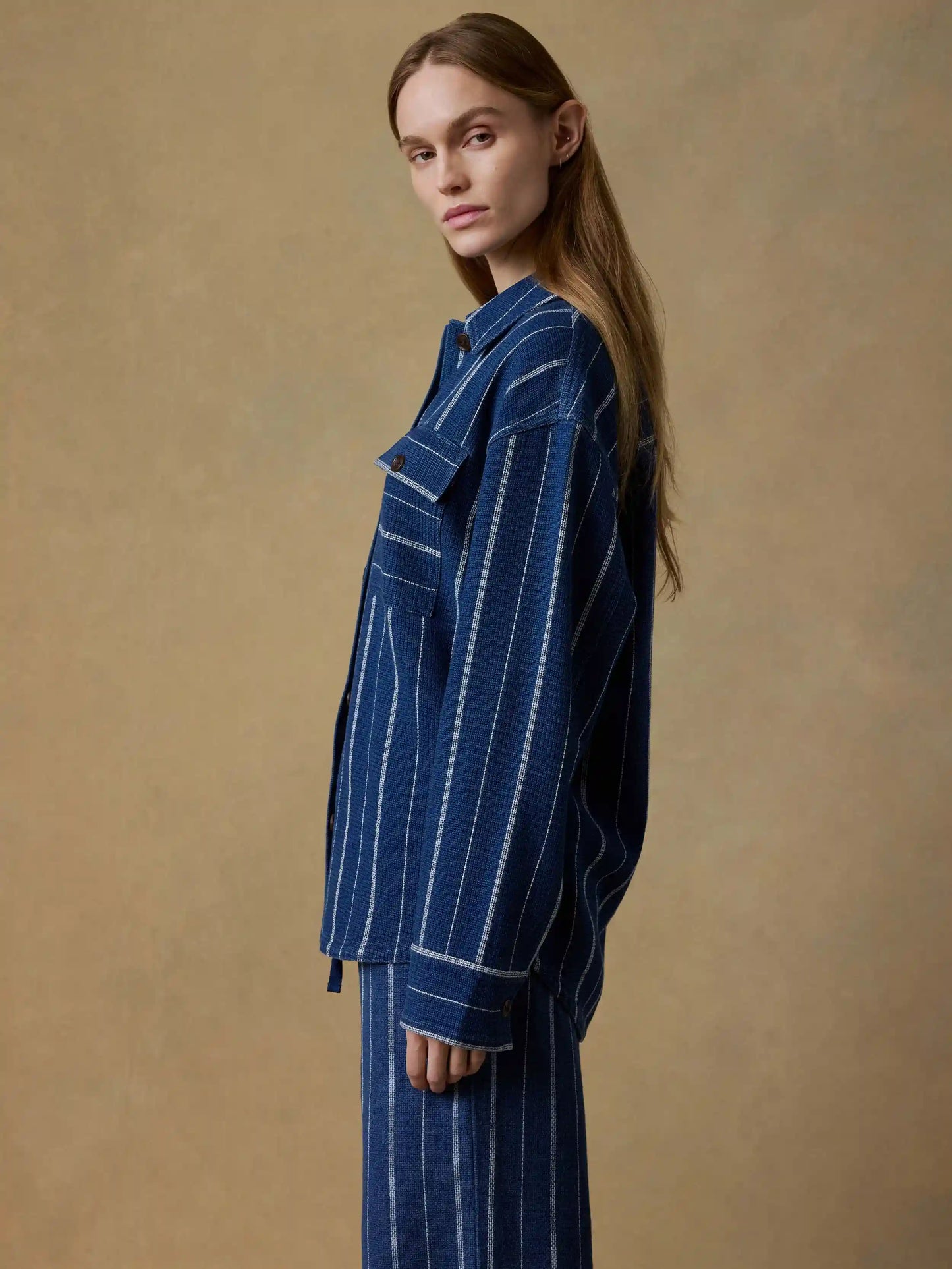 Island Tide Shirt Jacket - Indigo Drift Stripe