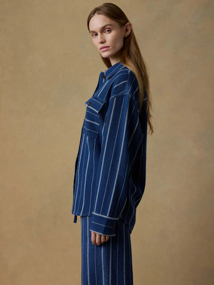 Island Tide Shirt Jacket - Indigo Drift Stripe