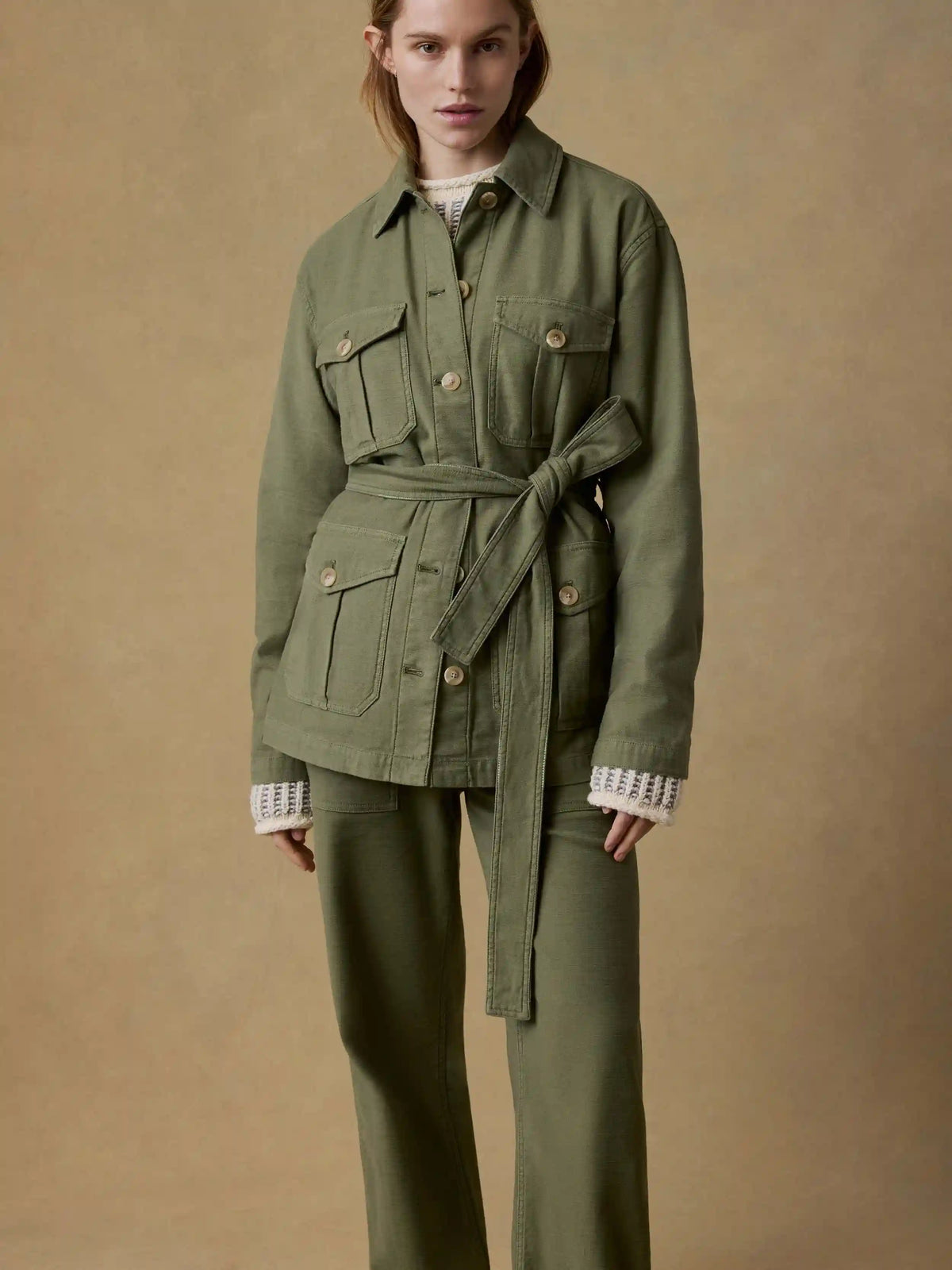 Soft Stretch Safari Jacket - Moss