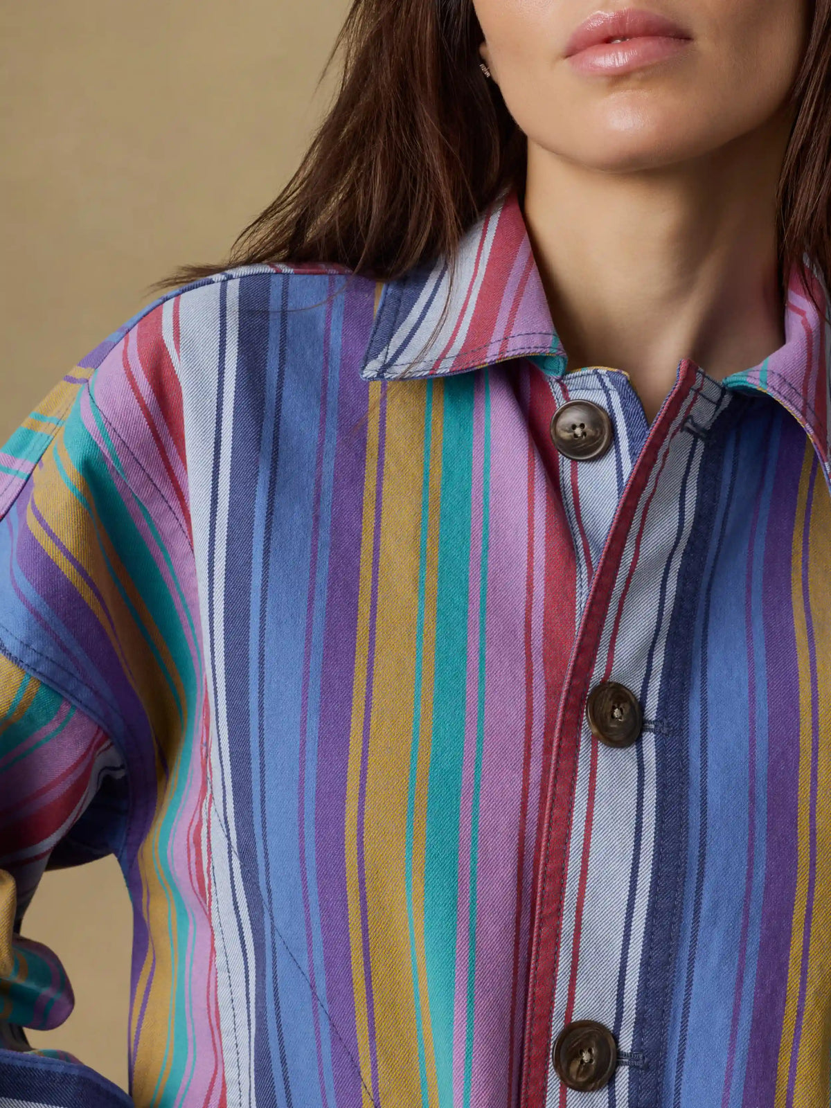 Sunset Denim Chore Jacket - Painted Row Stripe