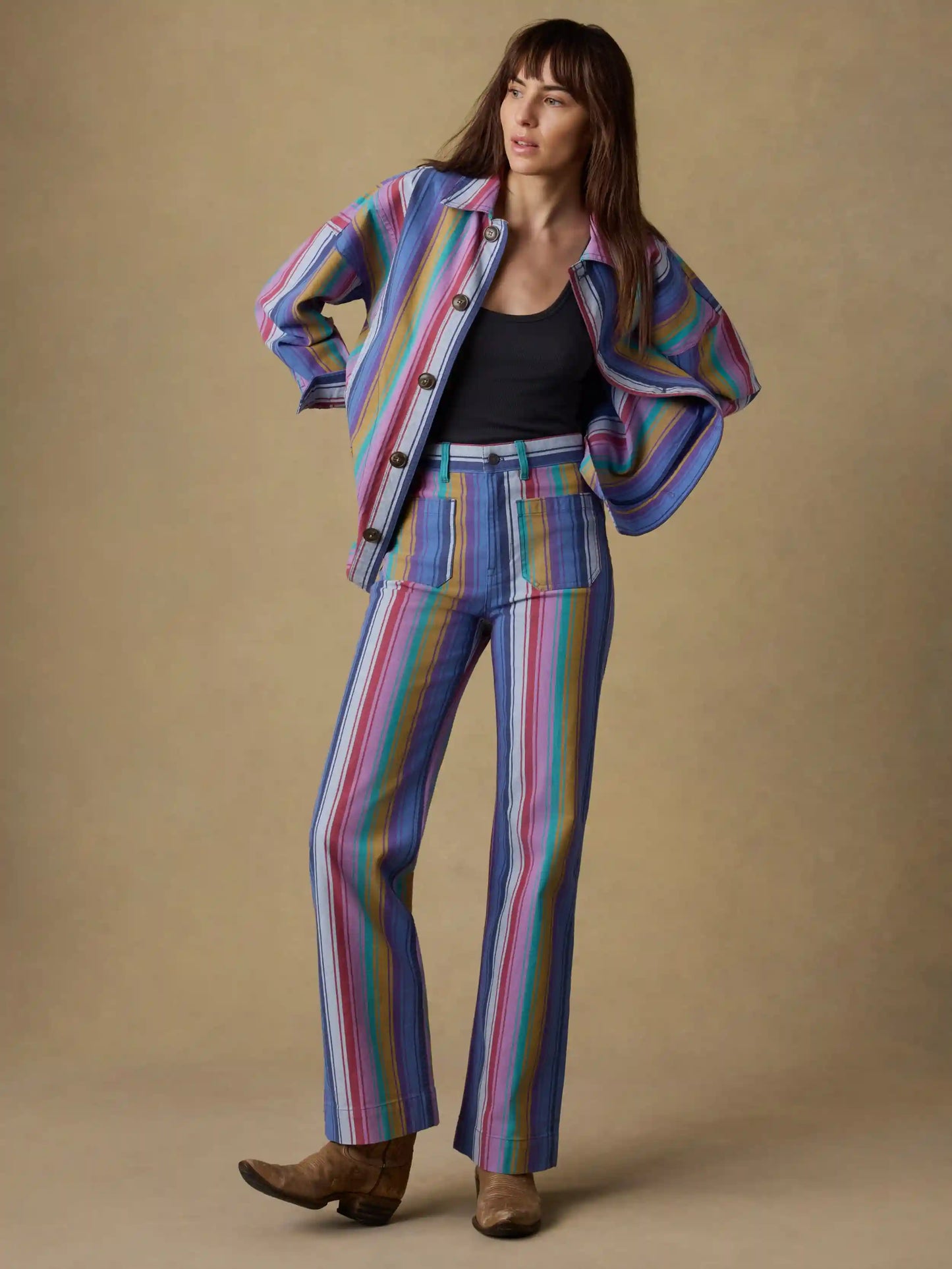 Sunset Denim Chore Jacket - Painted Row Stripe