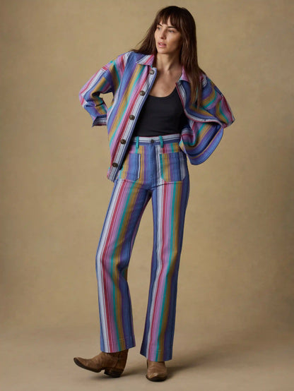 Sunset Denim Chore Jacket - Painted Row Stripe