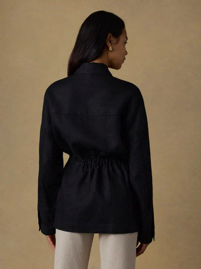 Sun Strider Linen Utility Jacket - Black