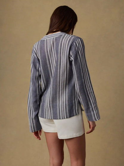 Dune Cotton Gauze Harbor Top - Sea Breeze Stripe