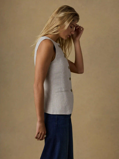 Sun Strider Linen Vest - Flax