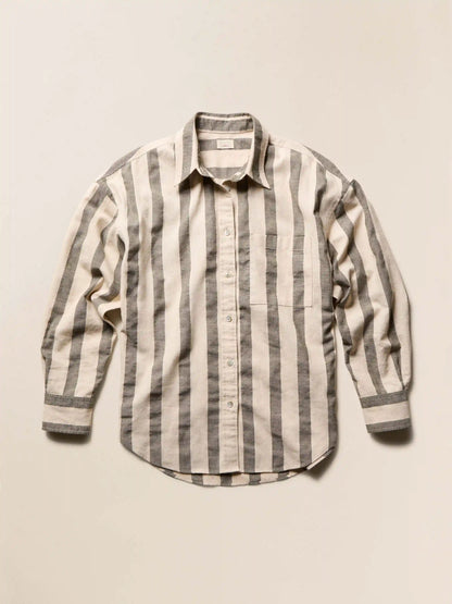 Cotton Linen Relaxed Shirt - Pine Bay Stripe