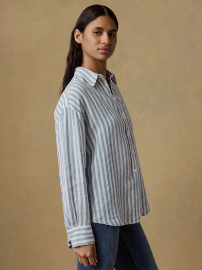Laguna Linen Relaxed Shirt - Ocean Lucy Stripe