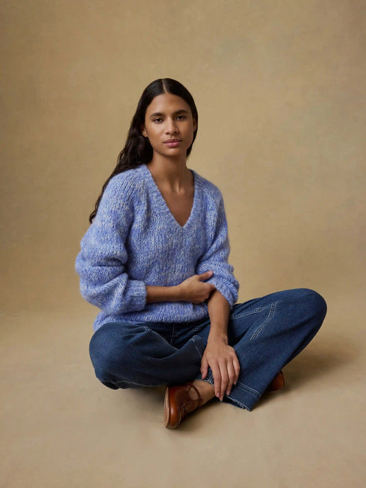 Apres Alpaca V-Neck Pullover - Saltwater Blue