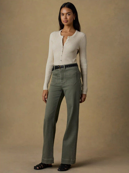 Miramar Linen Crewneck Cardigan - Summer Sand