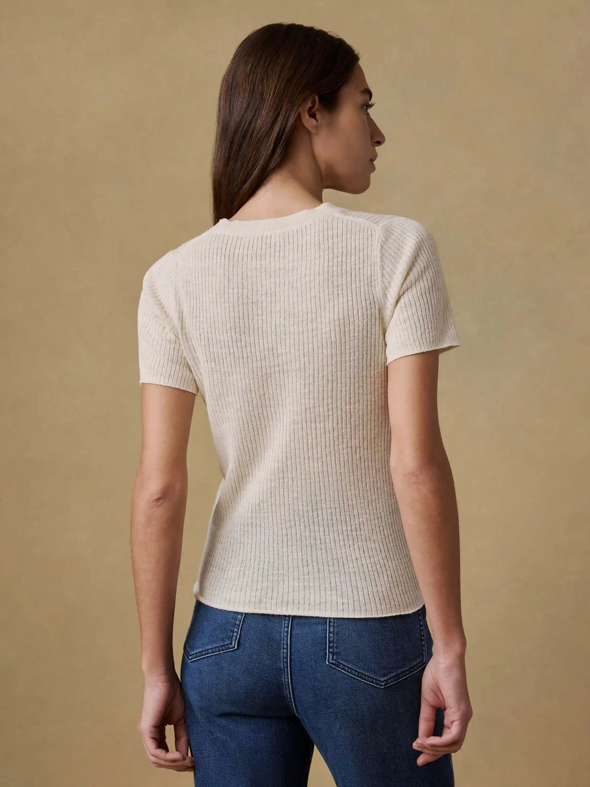 Miramar Linen Mini Rib Tee - Summer Sand