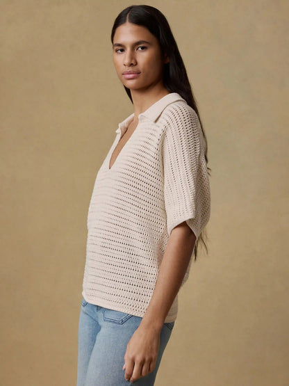 Seacoast Crochet Polo - Cream