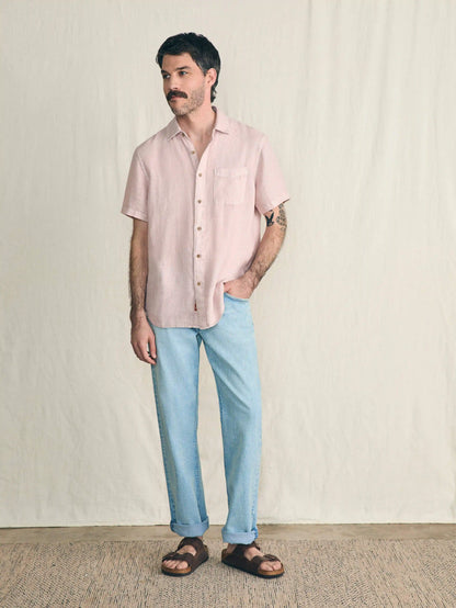 Short-Sleeve Palma Linen Shirt - Coastal Mauve
