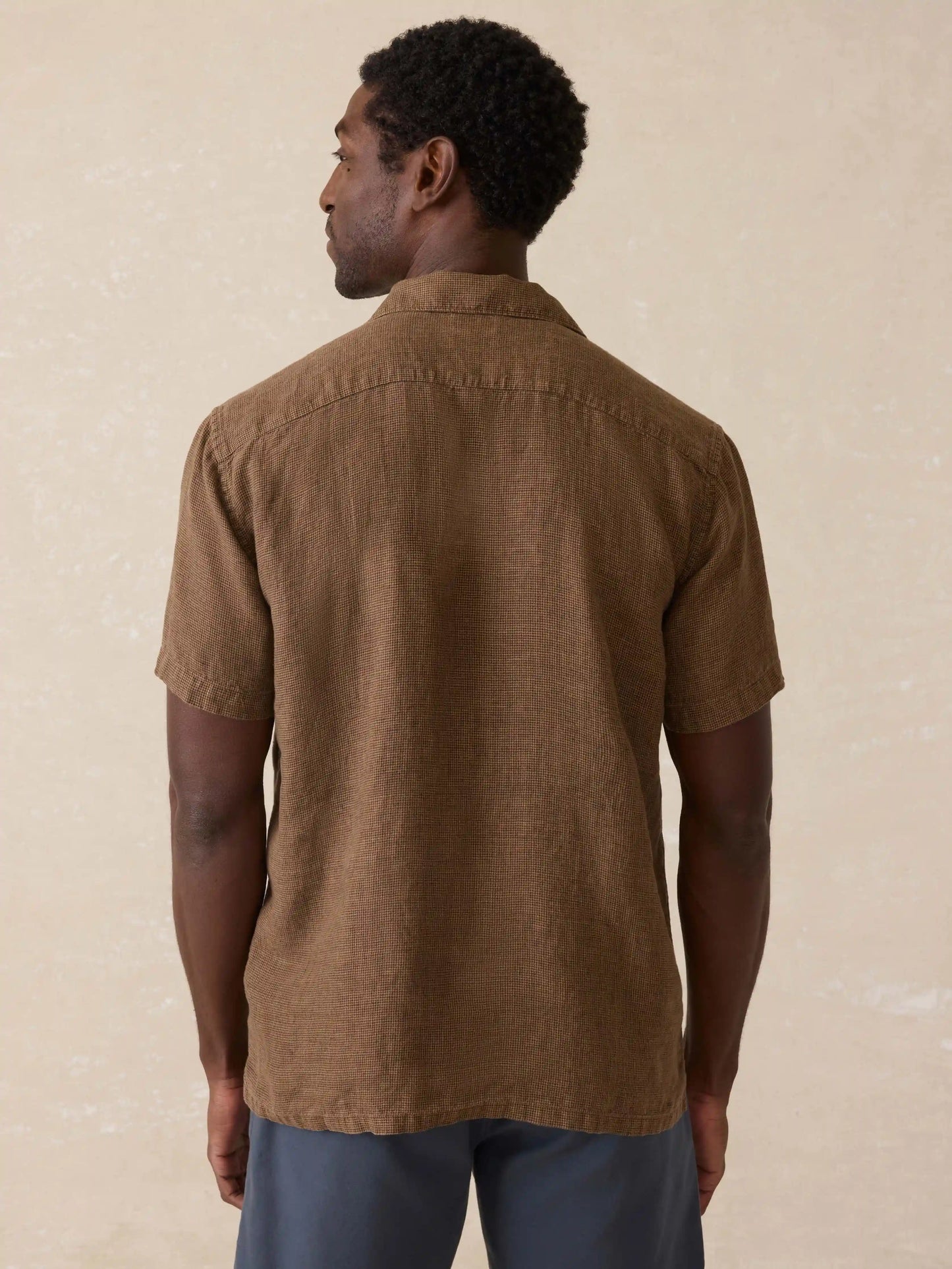 Short-Sleeve Reserve Basque Camp Shirt - Dark Oakwood Pincheck