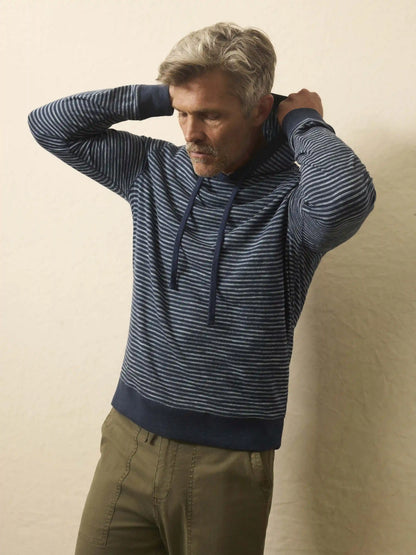 Sunwashed Organic Hoodie - Navy Stream Stripe