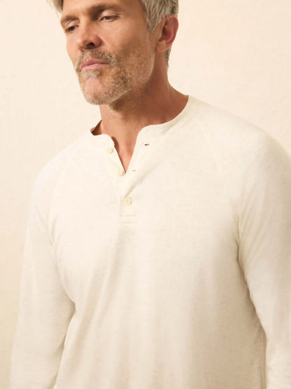Long-Sleeve Cloud Henley - Ivory Heather