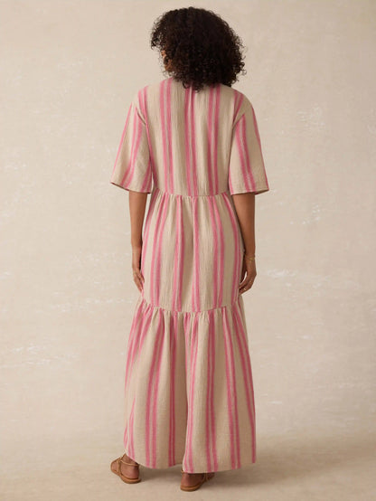 Dune Cotton Gauze Wesley Dress - Cocoa Reef Stripe