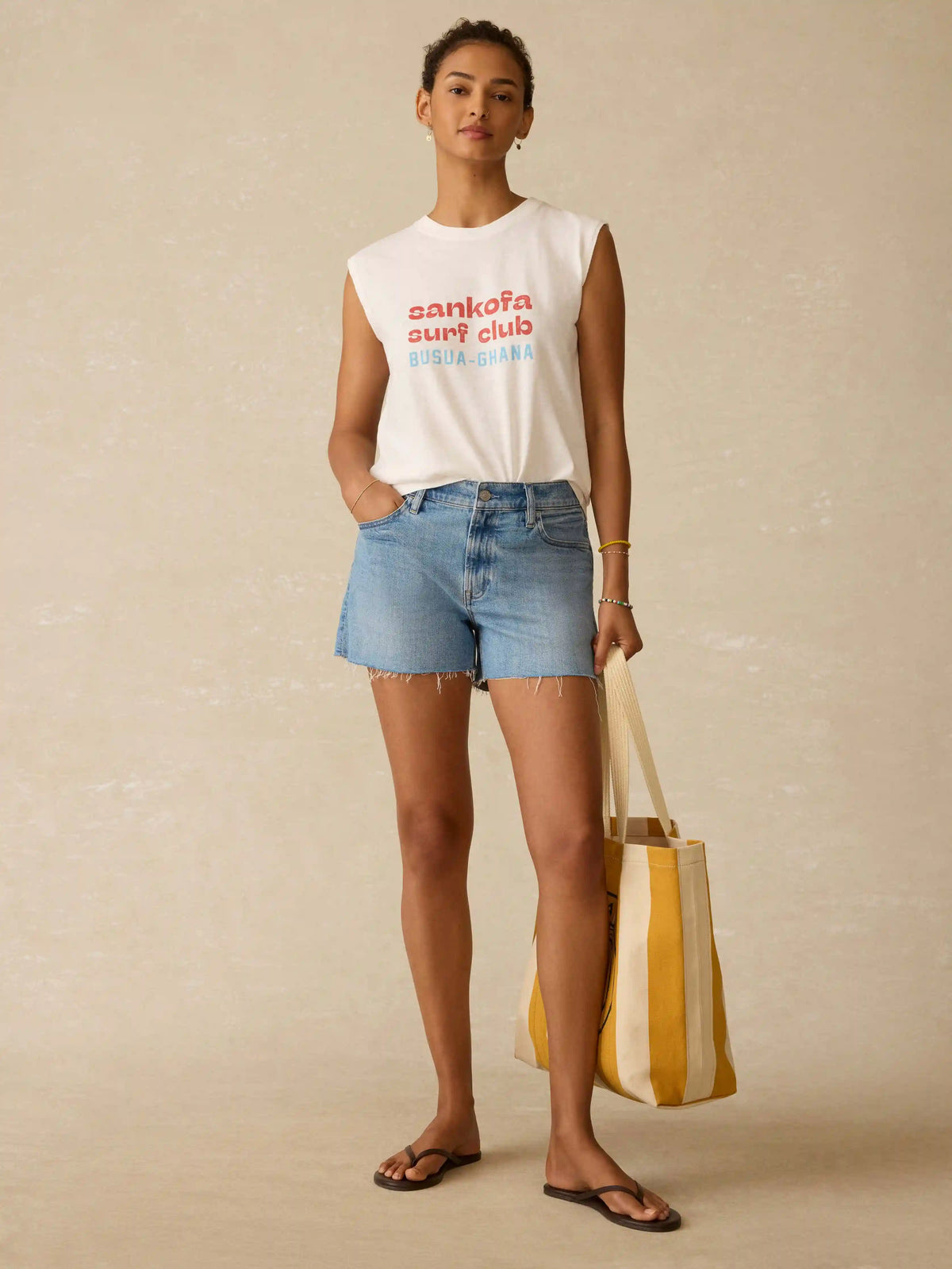 Surf Ghana Sunwashed Muscle Tank - White