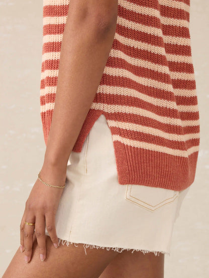 Miramar Linen Sweater Tank - Sandstone Stripe