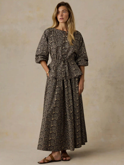 Coastal Poplin Nera Skirt - Night Bloom