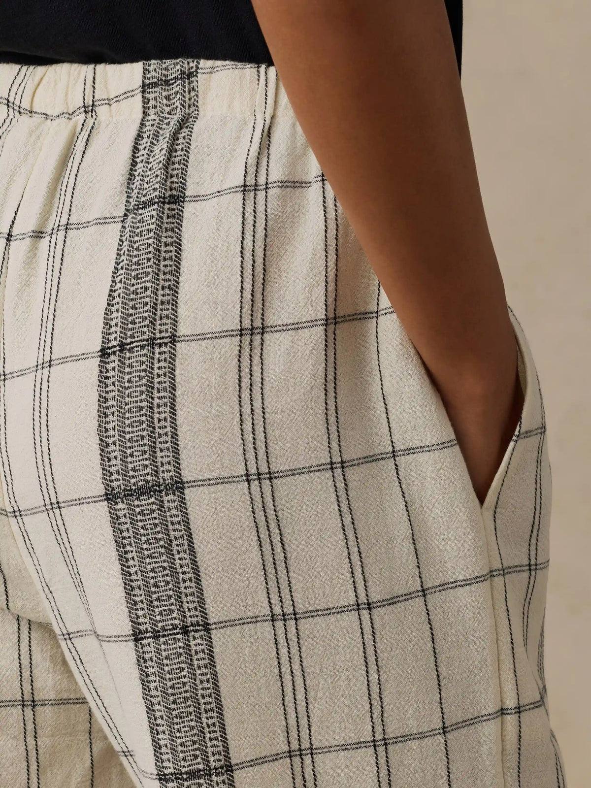Textured Cotton Laidback Pant - Salt Stone