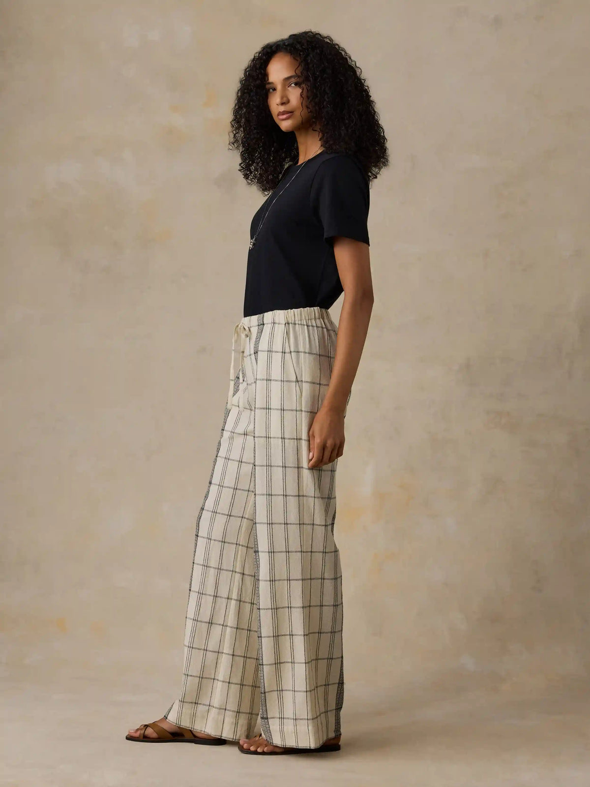 Textured Cotton Laidback Pant - Salt Stone