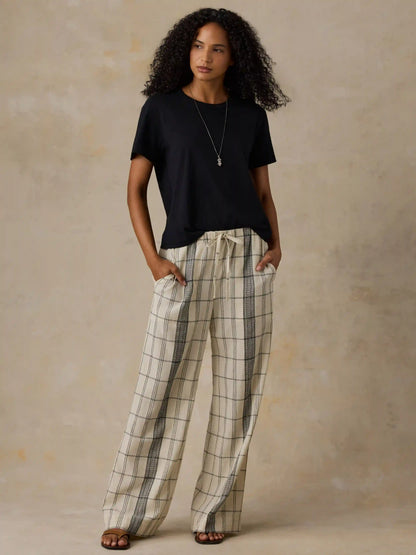 Textured Cotton Laidback Pant - Salt Stone