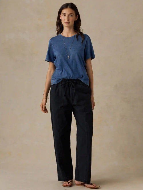 Cotton Twill Drawstring Pant - Black