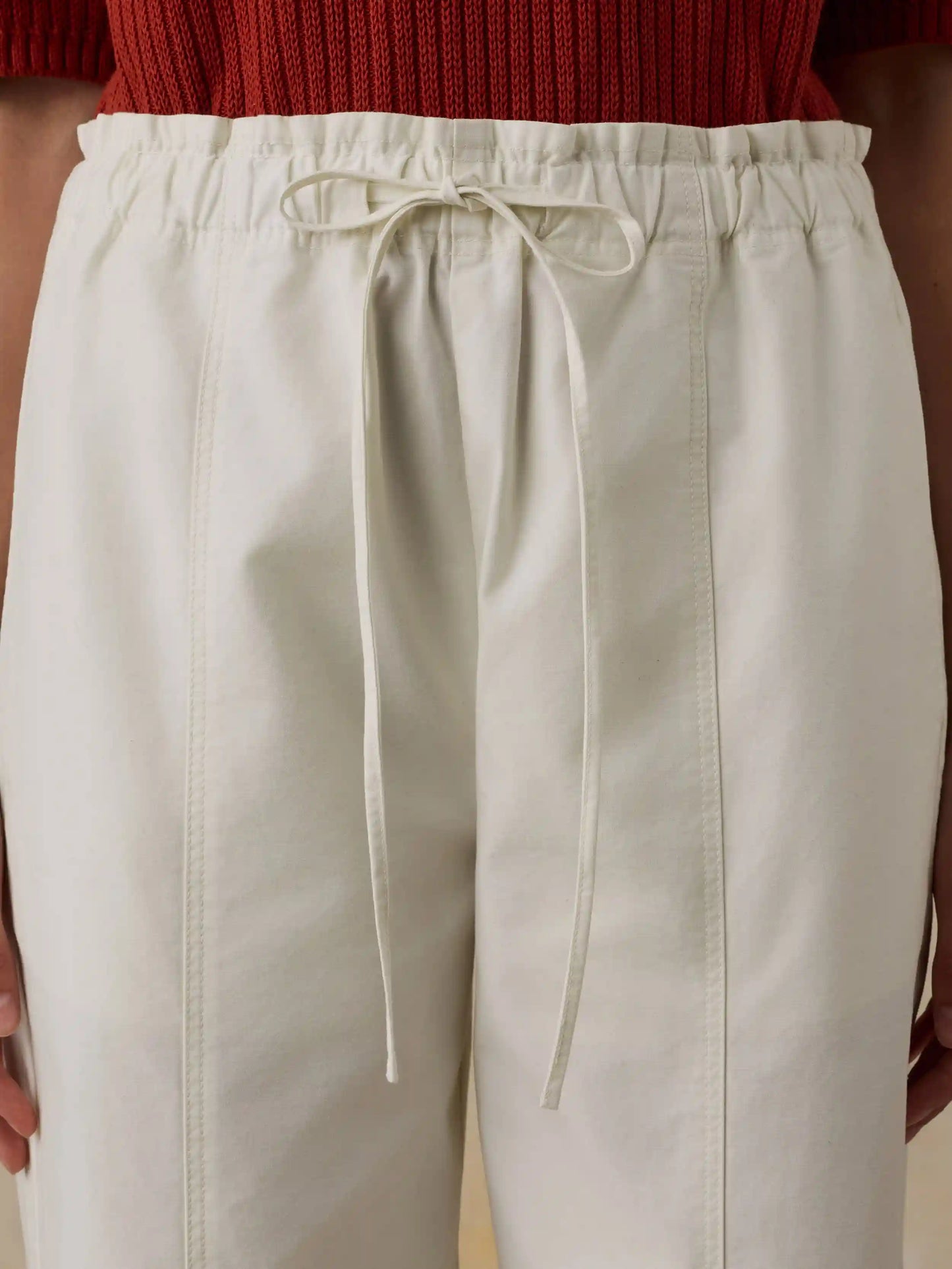 Cotton Twill Drawstring Pant - Egret