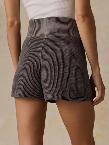 Sunwashed Cotton Sweater Short - Chocolate Brown