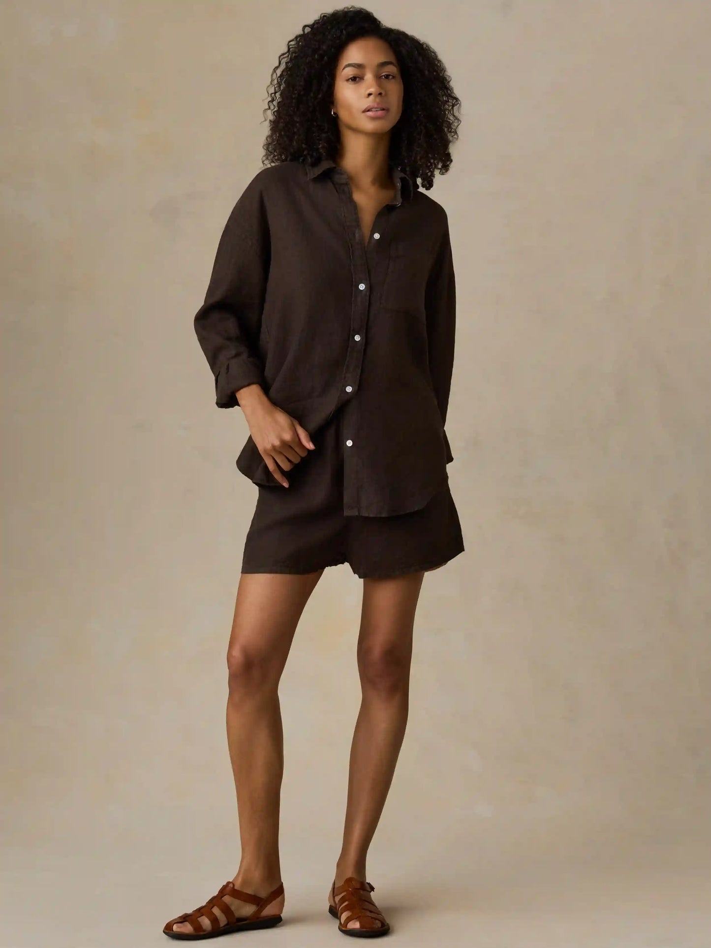 Laguna Linen Montecito Short - Demitasse