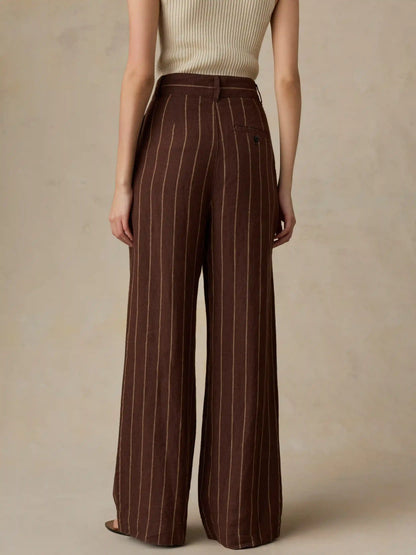 Sun Strider Linen Pleated Pant - Harbor Line Stripe