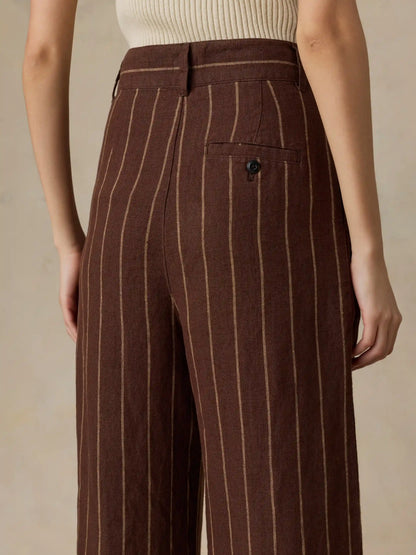 Sun Strider Linen Pleated Pant - Harbor Line Stripe