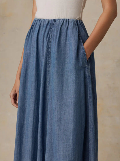 Tried & True Chambray Nera Skirt - River Mist Wash