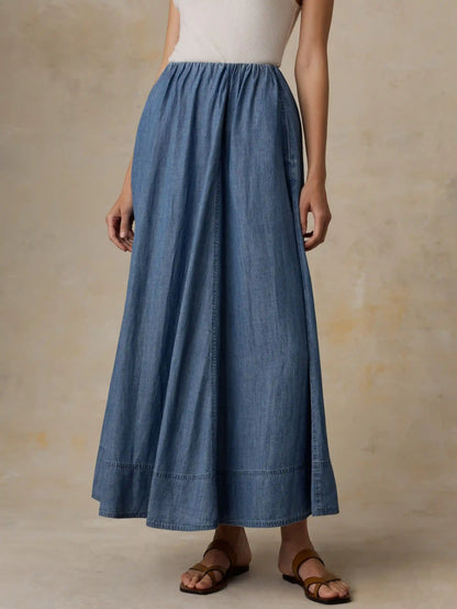 Tried & True Chambray Nera Skirt - River Mist Wash