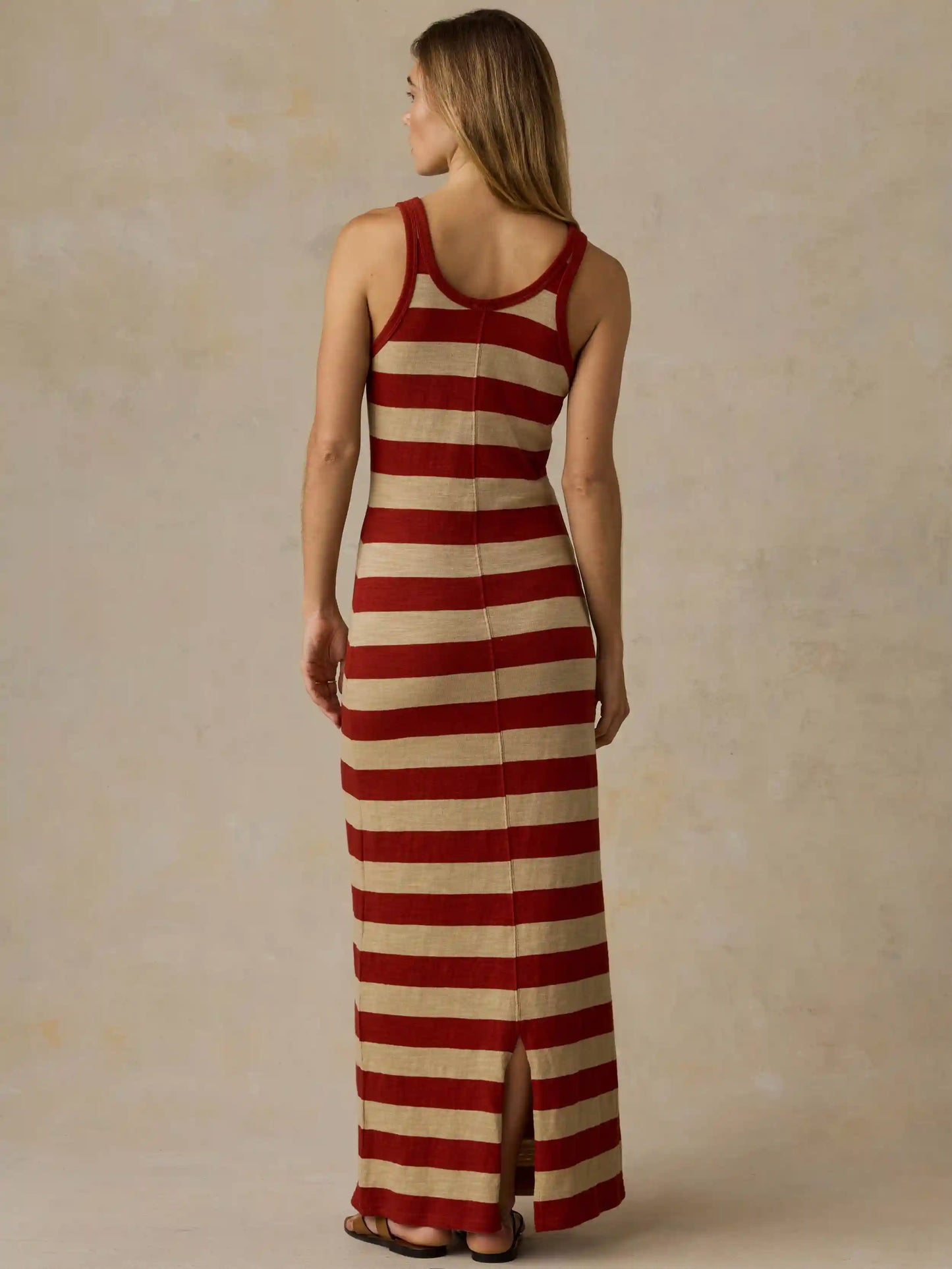 Sunwashed Organic Pocket Tank Dress - Red Ochre Stripe