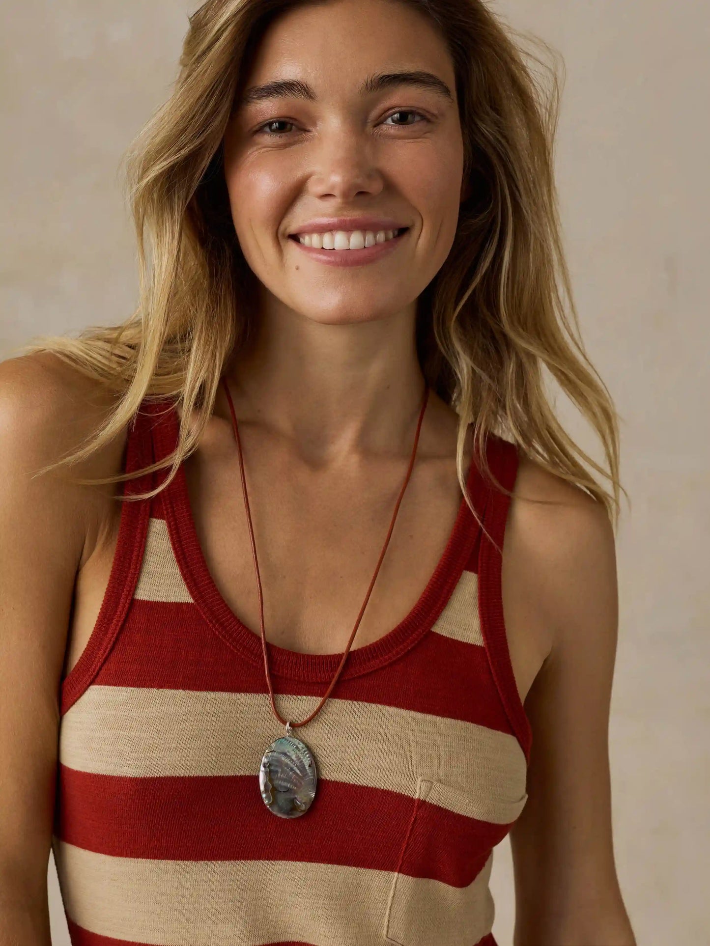 Sunwashed Organic Pocket Tank Dress - Red Ochre Stripe