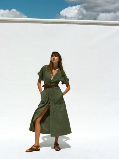 Soft Stretch Camille Dress - Moss