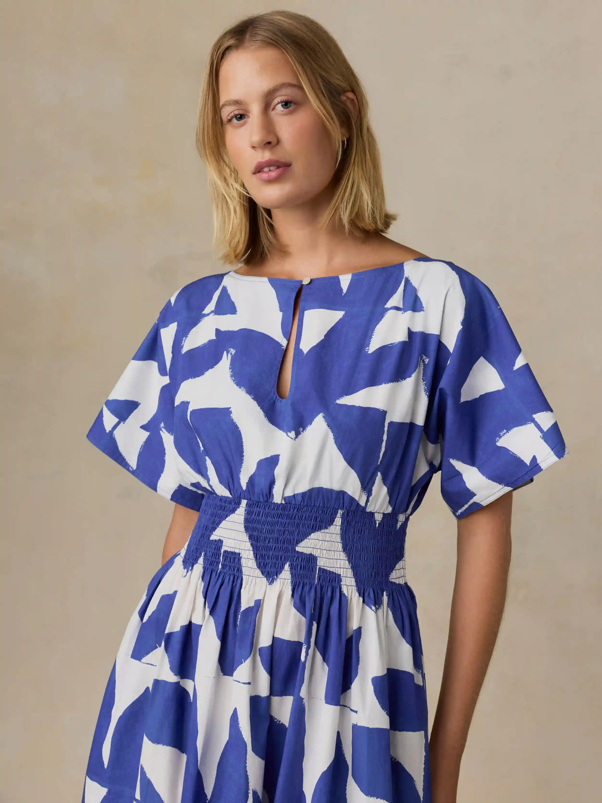 Coastal Poplin Elia Smocked Dress - Summer Leaf