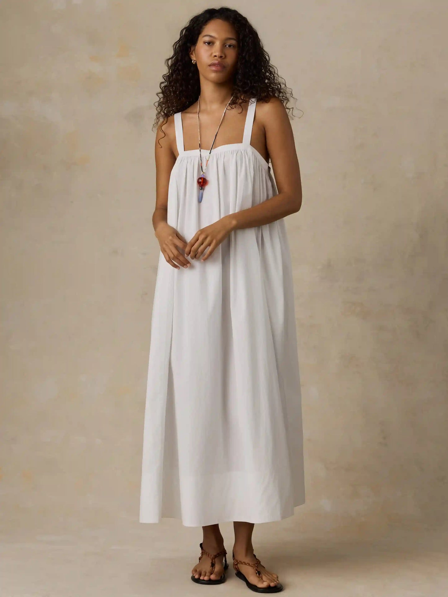 Coastal Poplin Emmy Dress - White