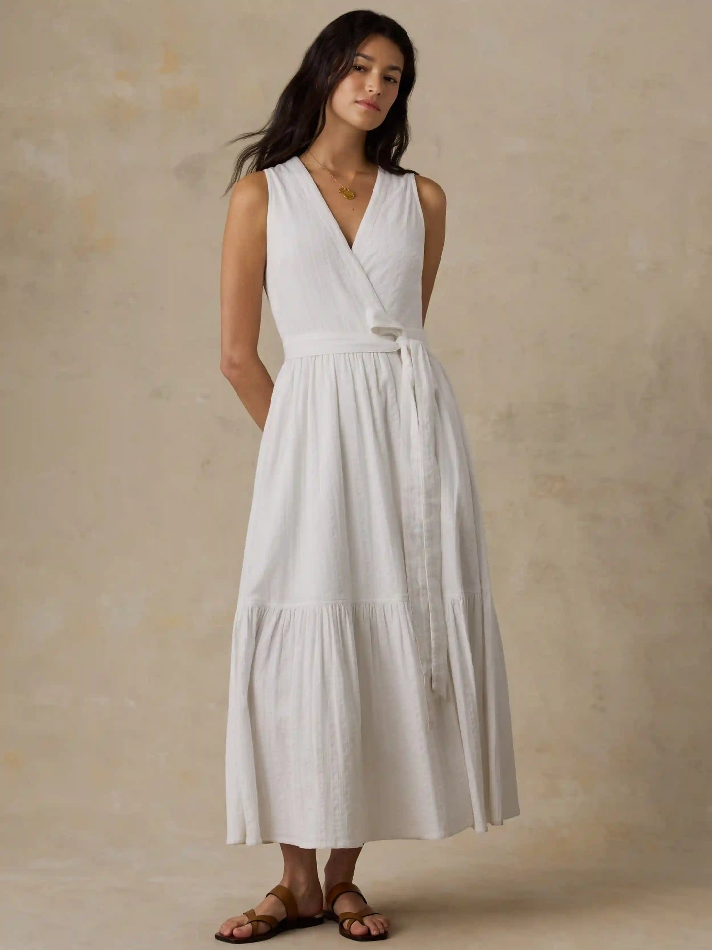 Dune Cotton Gauze Wrap Dress - White