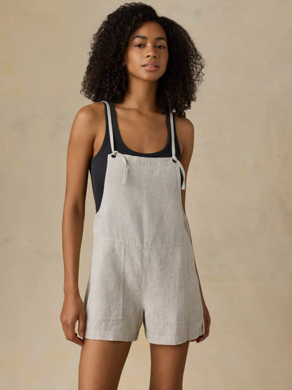 Sun Strider Linen Romper - Flax