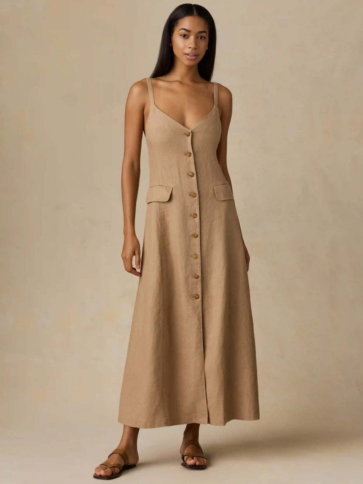 Sun Strider Linen Milo Dress - Acorn